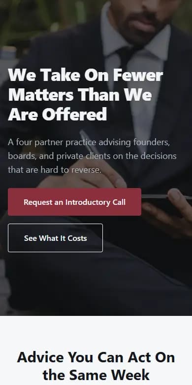 The Ashcombe & Roe Advisory template on a phone