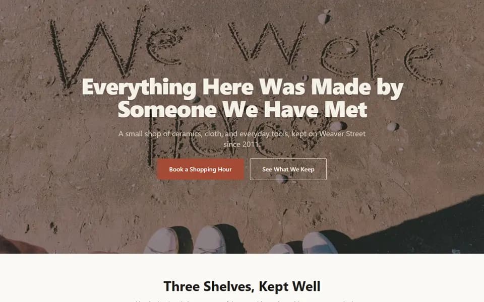 Preview of the Kestrel & Loom Shopfront template