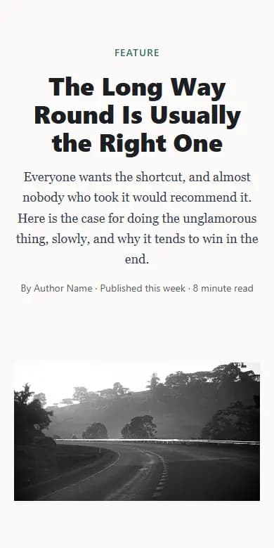The Article, Long Read template on a phone