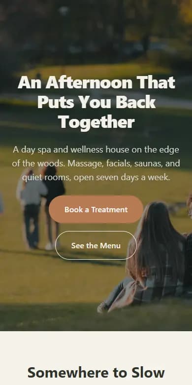 The Willowmere Wellness template on a phone