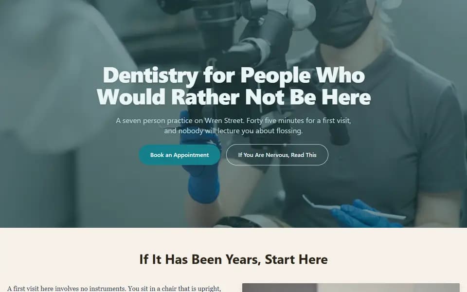 Preview of the Wren Street Dental Practice template